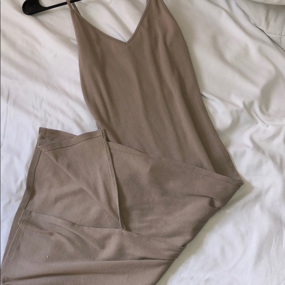 Tan maxi dress with back slit